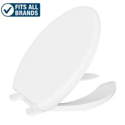 Elongated Open Front Commercial Toilet Seat with Cover in White