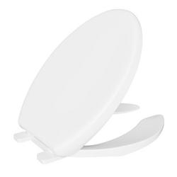 Elongated Open Front Commercial Toilet Seat with Cover in White