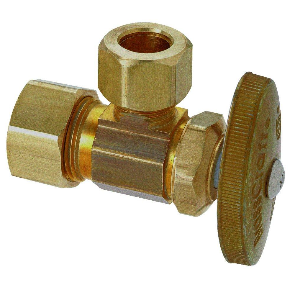 BrassCraft Rough Brass 1/2 in. Compression x OD Compression Knurled Oval Handle Angle Supply Stop Valve 
