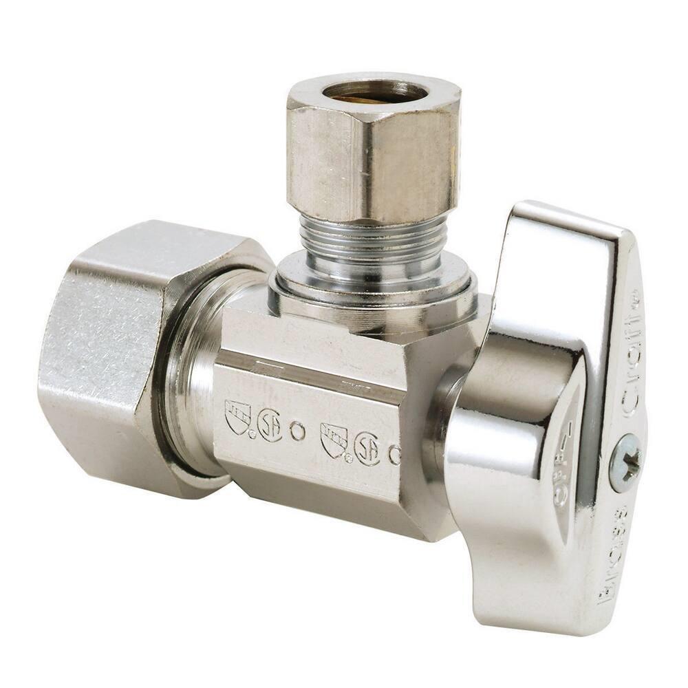 BrassCraft Chrome Plated Compression x OD Compression Angle Supply Stop Valve in Chrome Plated 