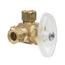 1/2 x 3/8 x 3/8 in. F1807 x OD Compression x OD Compression Knurled Oval Handle Straight Supply Stop Valve in Rough Brass