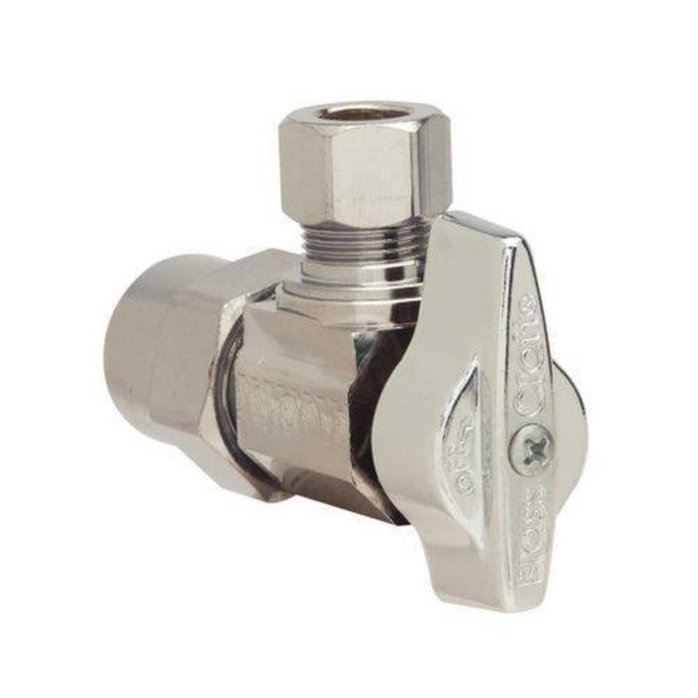 BrassCraft Polished Chrome 1/2 in x 3/8 in Ball Handle Angle Supply Stop Valve 