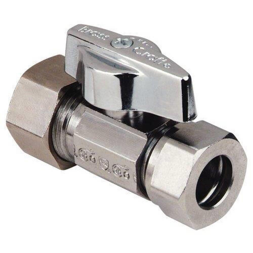 BrassCraft Chrome Plated Slip x Compression Ball Handle Straight Supply Stop Valve in Chrome Plated 