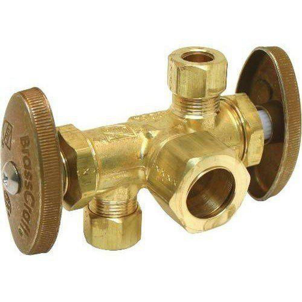 BrassCraft Chrome Plated Compression x OD Compression x OD Compression Knurled Oval Handle Straight Supply Stop Valve in Chrome Plated 