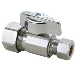 1/2 x 3/8 in. Compression x OD Compression Straight Supply Stop Valve in Chrome