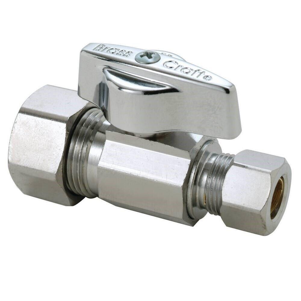 BrassCraft Chrome Compression Straight Supply Stop Valve in Chrome 