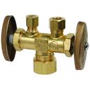 1/2 x 3/8 x 1/4 in. Compression x OD Compression x OD Compression Knurled Oval Handle Straight Supply Stop Valve in Rough Brass