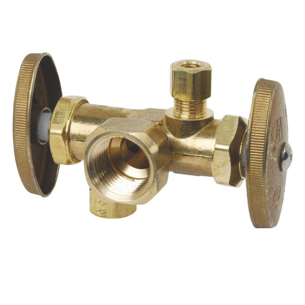 BrassCraft Rough Brass FIPT x OD Compression x OD Compression Knurled Oval Handle Straight Supply Stop Valve in Rough Brass 