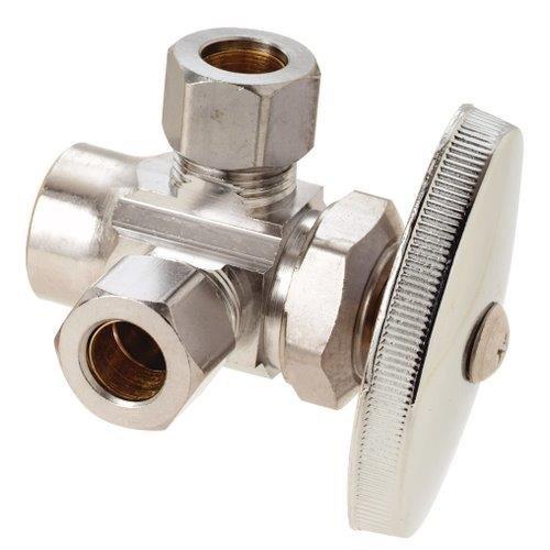 BrassCraft Chrome Sweat x Compression x Compression Oval Angle Supply Stop Valve in Chrome 