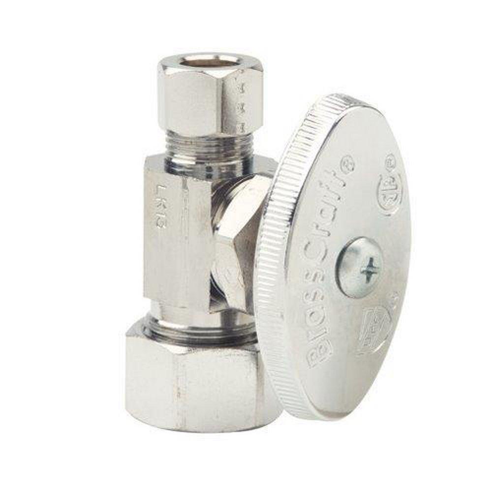 BrassCraft Chrome 1/2 in x 3/8 in Oval Handle Straight Supply Stop Valve 