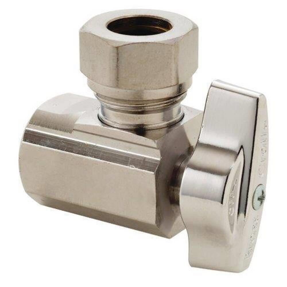 BrassCraft Chrome Plated FIPT x Slip Lever Handle Angle Supply Stop Valve in Chrome Plated 
