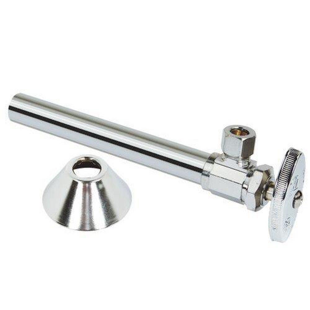 BrassCraft Chrome Plated 1/2 x 3/8 in. Sweat x OD Compression Knurled Oval Handle Angle Supply Stop Valve 