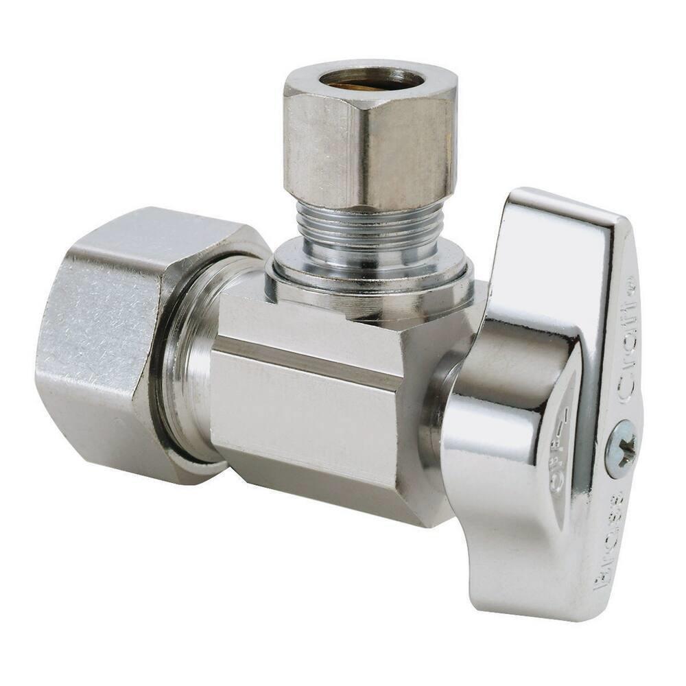 1/2 x 3/8 in. Compression x OD Compression Angle Supply Stop Valve in Chrome 