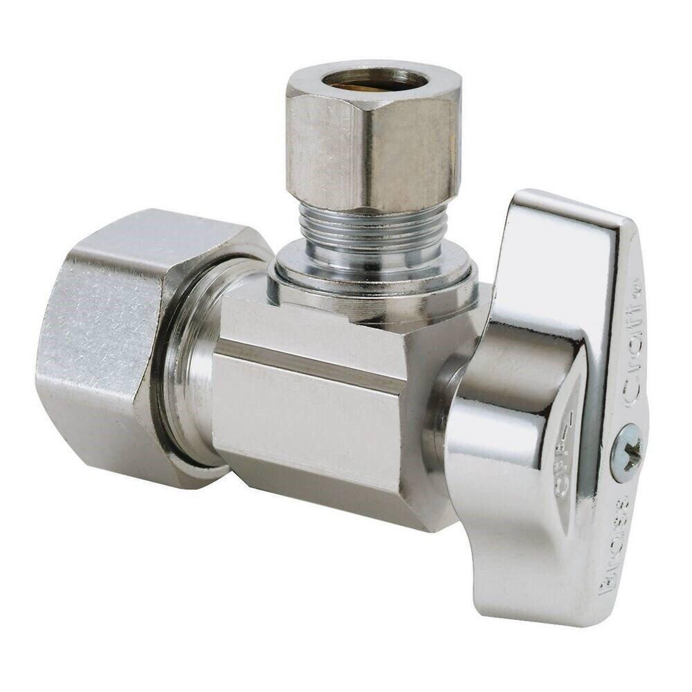 BrassCraft Chrome Compression Angle Supply Stop Valve in Chrome 