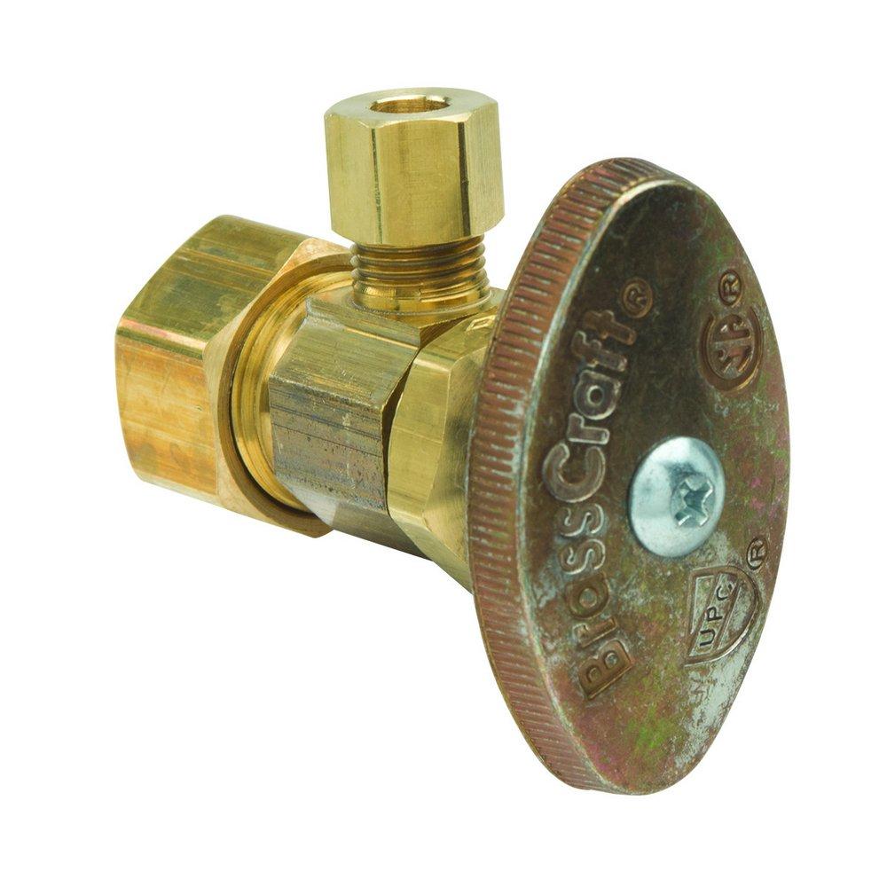 BrassCraft Rough Brass 1/2 x 1/4 in. Compression x OD Compression Knurled Angle Supply Stop Valve 