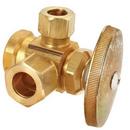 1/2 x 1/2 x 3/8 in. FIPT x OD Compression x OD Compression Knurled Oval Handle Angle Supply Stop Valve in Rough Brass