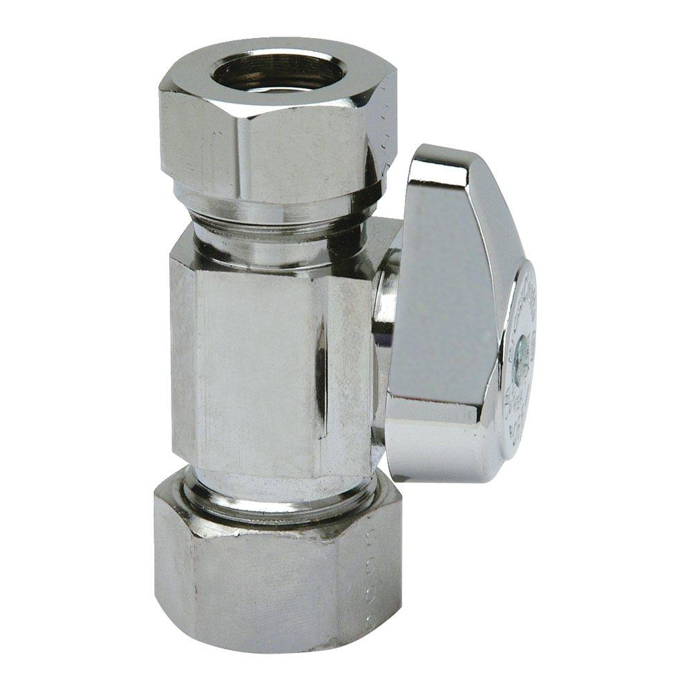 BrassCraft Chrome Plated Slip x Compression Knurled Oval Handle Straight Supply Stop Valve in Chrome Plated 
