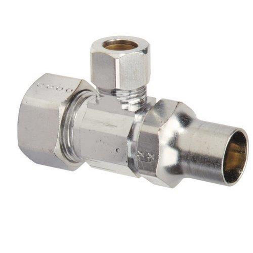 BrassCraft Chrome Plated Compression x OD Compression Loose Key Handle Angle Supply Stop Valve in Chrome Plated 