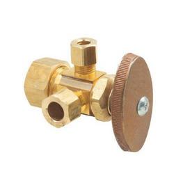 1/2 x 3/8 x 1/4 in. Compression x OD Compression x OD Compression Knurled Oval Handle Angle Supply Stop Valve in Rough Brass