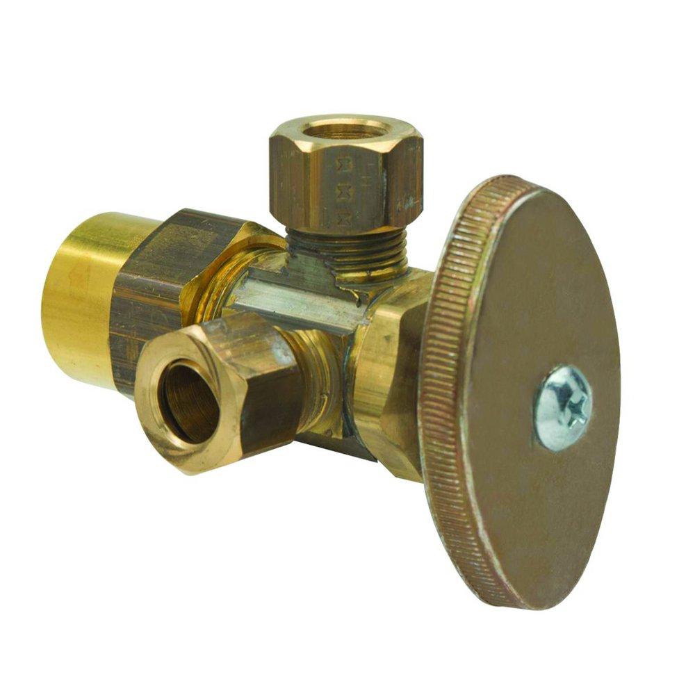 BrassCraft Rough Brass 1/2 in x 3/8 in Knurled Handle Angle Supply Stop Valve 