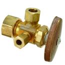 1/2 in x 3/8 in x 1/4 in Knurled Handle Supply Stop Valve in Rough Brass