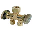 1/2 x 3/8 x 3/8 in. Compression x OD Compression x OD Compression Knurled Oval Handle Straight Supply Stop Valve in Rough Brass