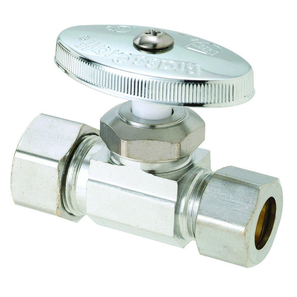 BrassCraft Chrome Plated OD Compression Knurled Oval Handle Angle Supply Stop Valve in Chrome Plated 