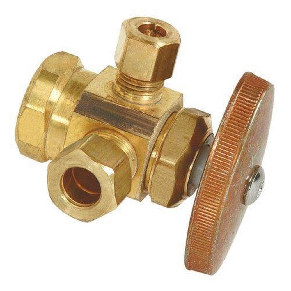 BrassCraft Chrome Plated FIPT x OD Compression x OD Compression Knurled Oval Handle Angle Supply Stop Valve in Chrome Plated 