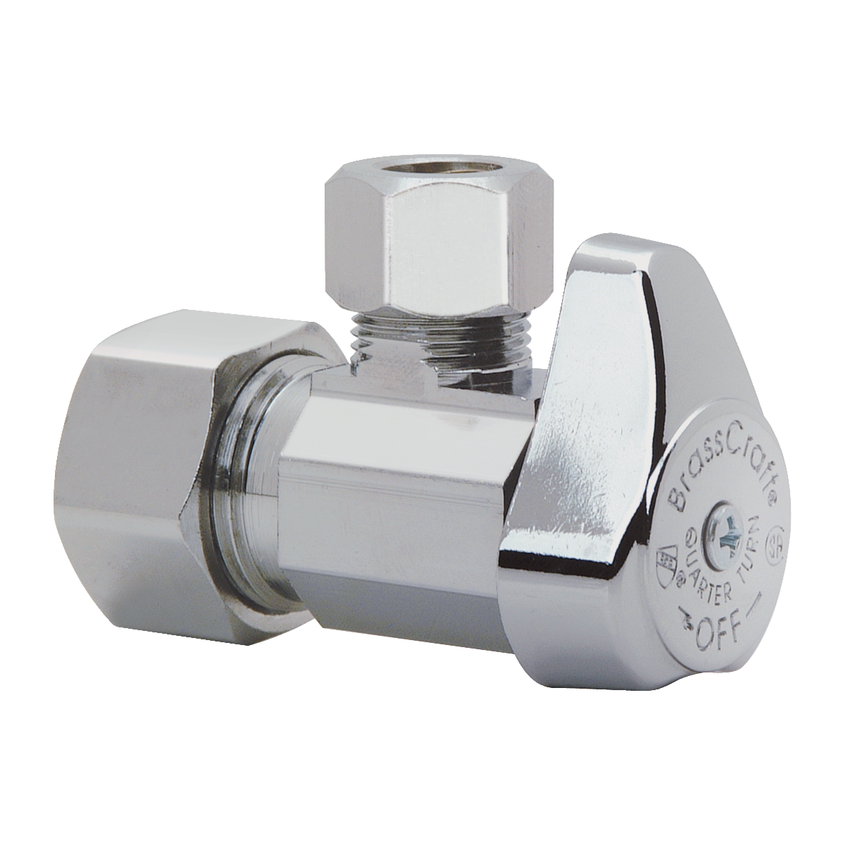 BrassCraft Chrome Compression Angle Supply Stop Valve in Chrome 