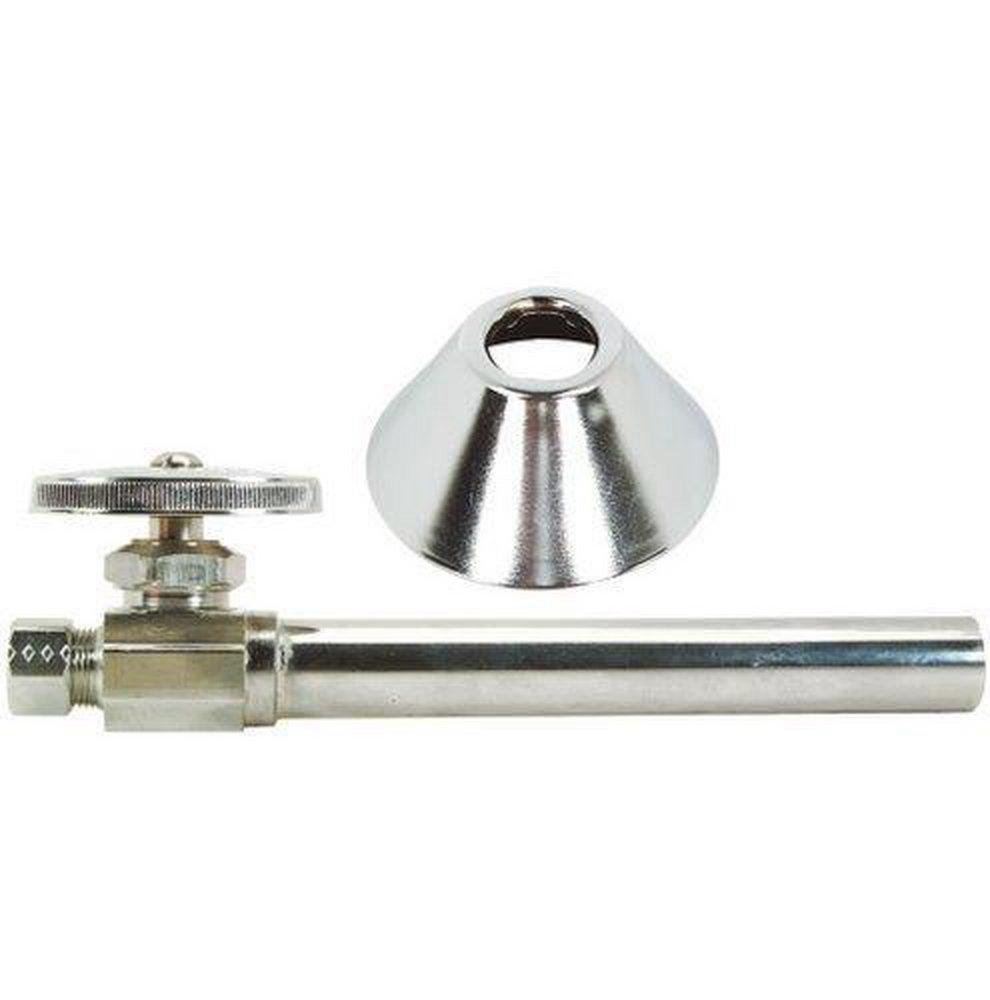BrassCraft Chrome Plated 1/2 x 3/8 in. Sweat x OD Compression Knurled Oval Handle Straight Supply Stop Valve 