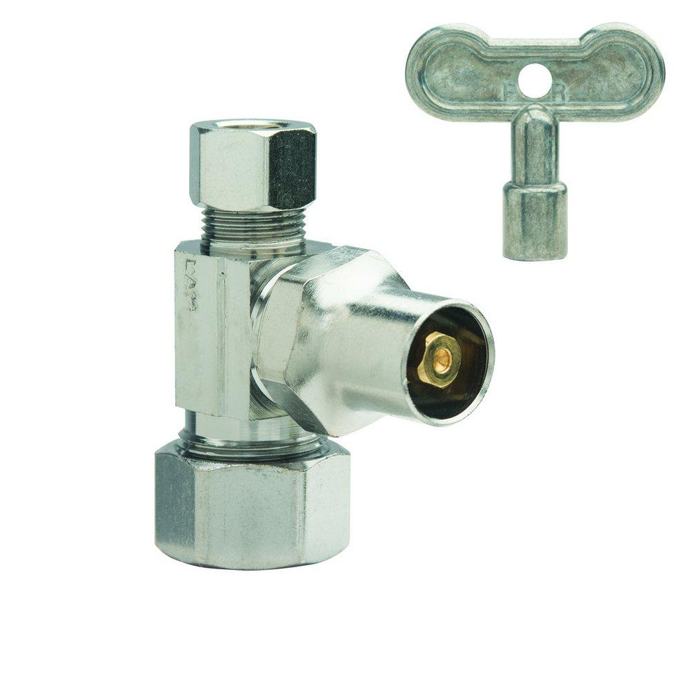 BrassCraft Chrome Plated Compression x OD Compression Loose Key Handle Straight Supply Stop Valve in Chrome Plated 