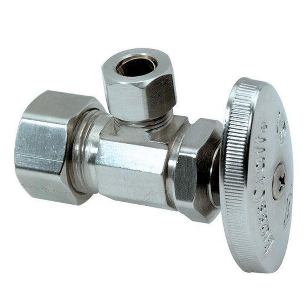 BrassCraft Chrome Plated Compression Knurled Angle Supply Stop Valve in Rough Brass 