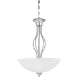 28 in. 100 W 3-Light Pendant in Brushed Nickel