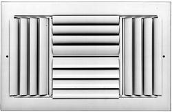 10 x 10 in. 4-Way Aluminum Curved Blade Ceiling & Sidewall Register with Opposed Blade Damper in White