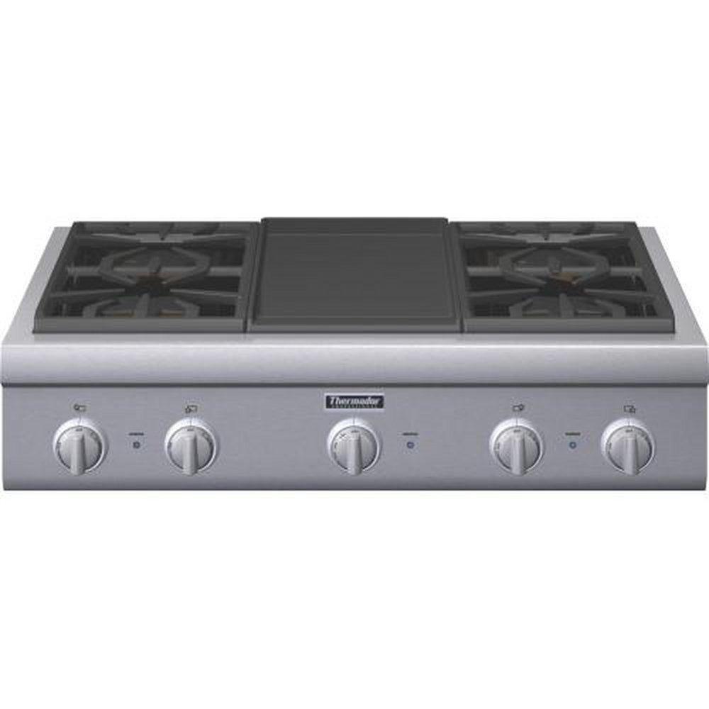 Thermador Stainless Steel 36 in. Cast Iron Natural Gas Rangetop in Stainless Steel 