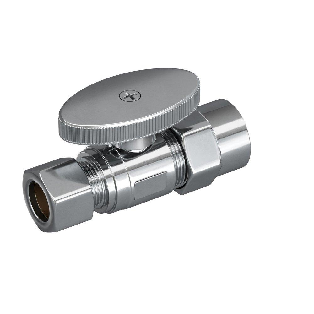 PROFLO&reg; Chrome Plated Solvent Weld x Compression Knob Straight Supply Stop Valve in Chrome Plated 