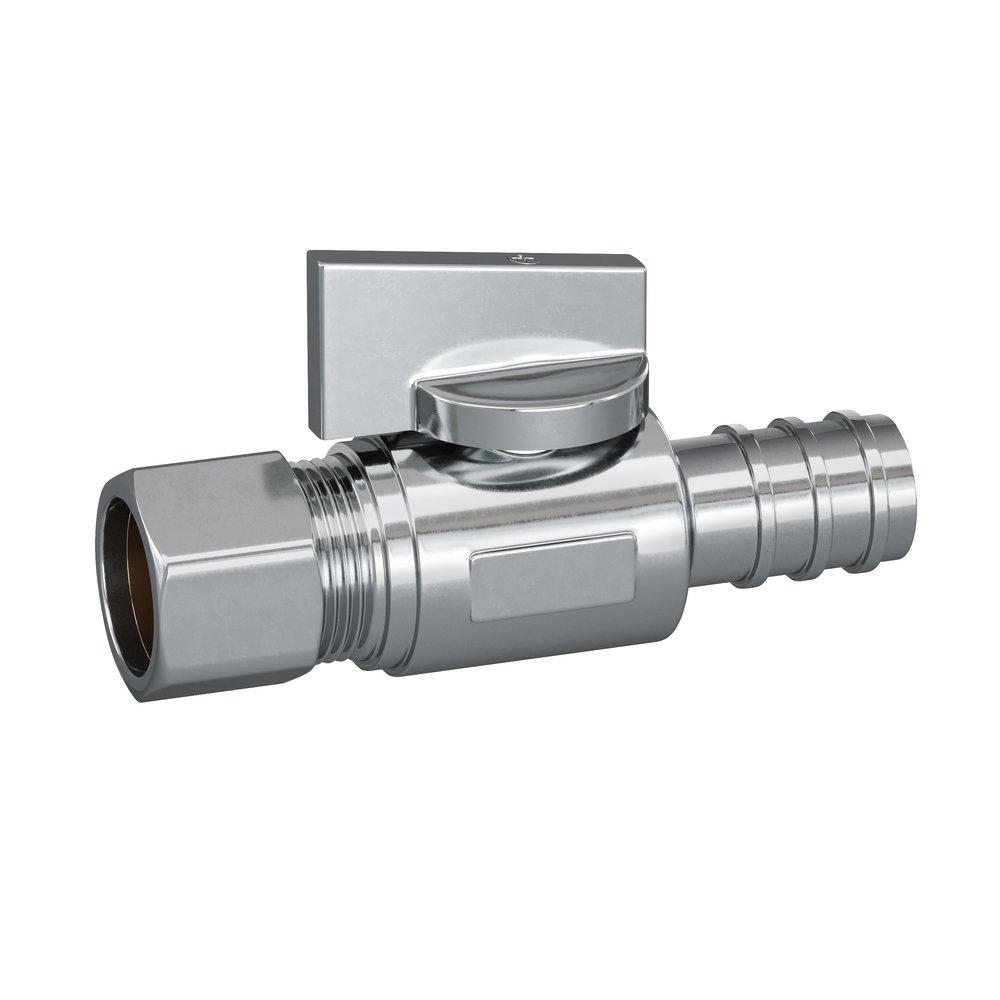 PROFLO® Chrome Plated F1807 x OD Tube Knob Straight Supply Stop Valve in Chrome Plated 