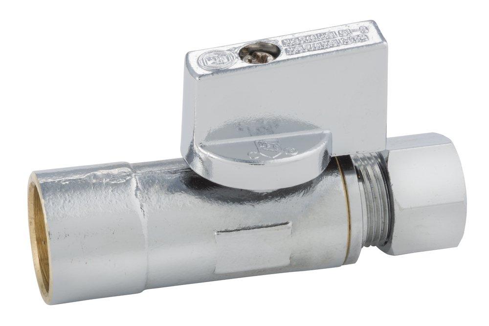PROFLO&reg; Chrome Plated Sweat x Compression Lever Straight Supply Stop Valve in Chrome Plated 