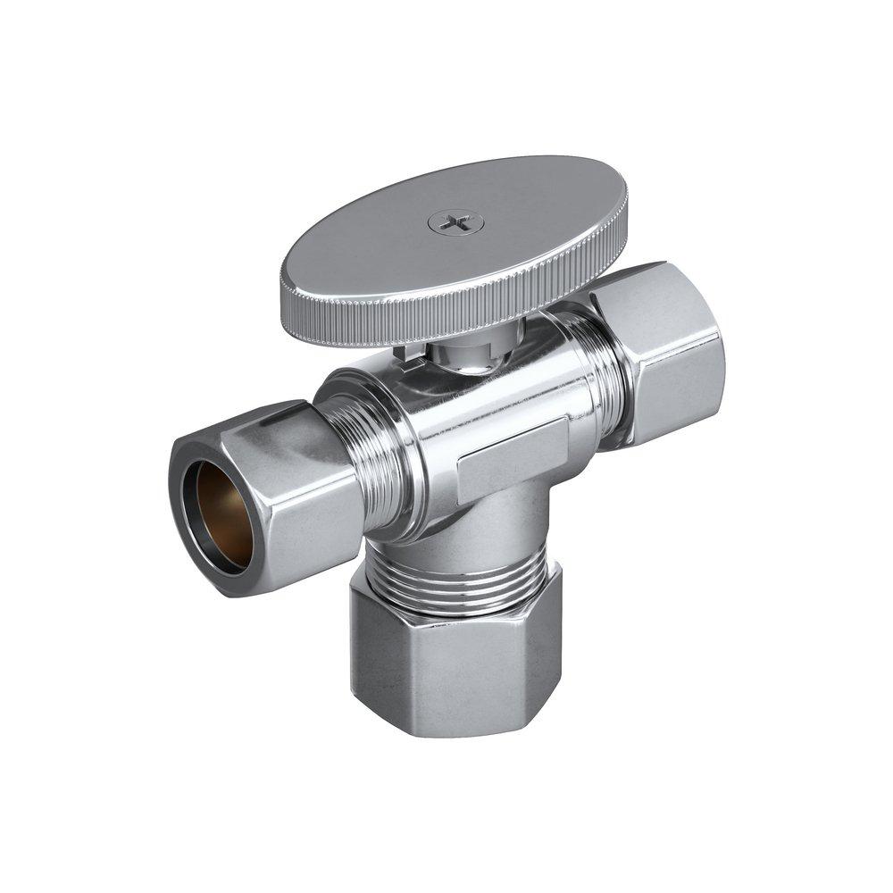 PROFLO® Chrome Plated Compression Lever Handle Angle Supply Stop Valve in Chrome Plated 