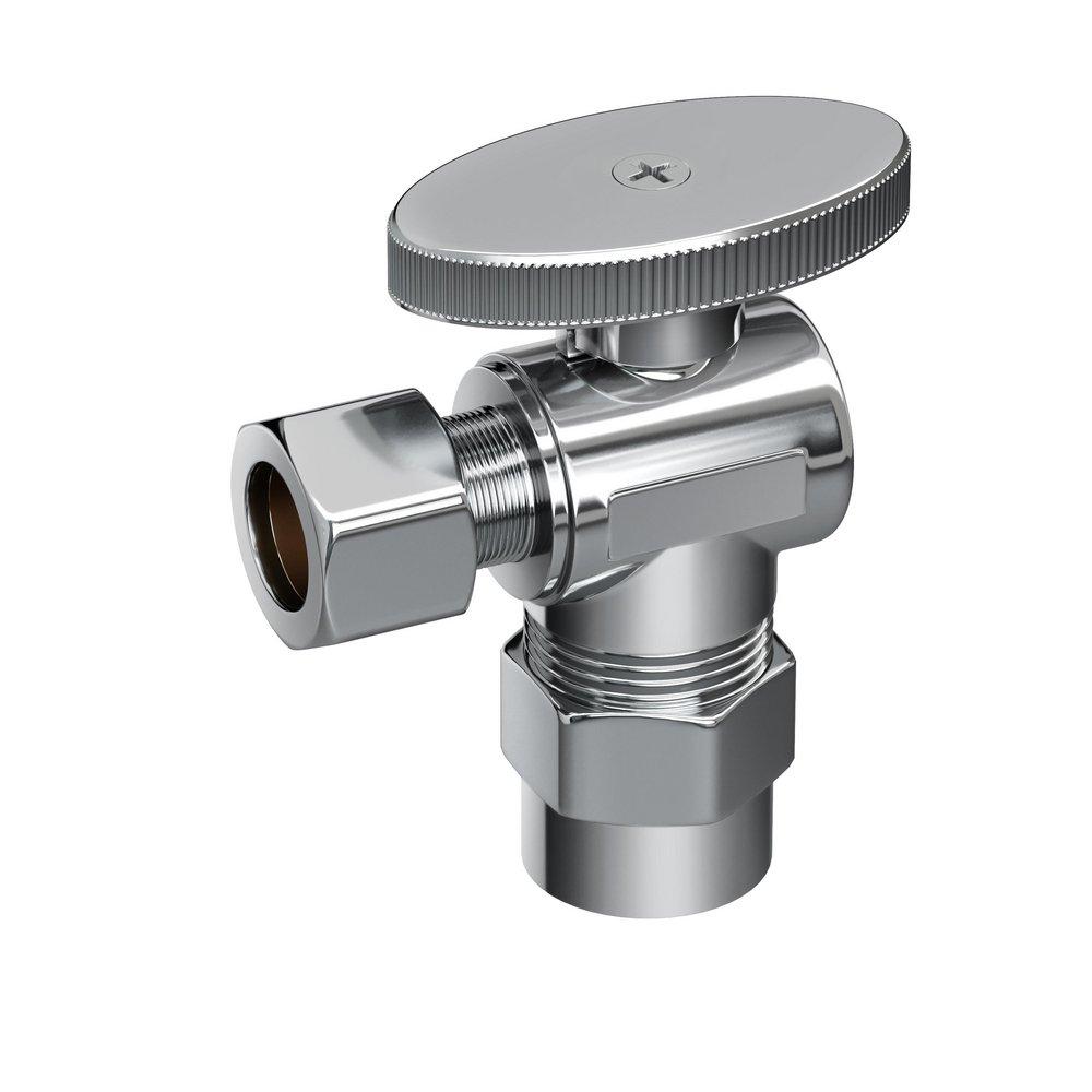 PROFLO® Chrome Plated Solvent Weld x Compression Knob Angle Supply Stop Valve in Chrome Plated 