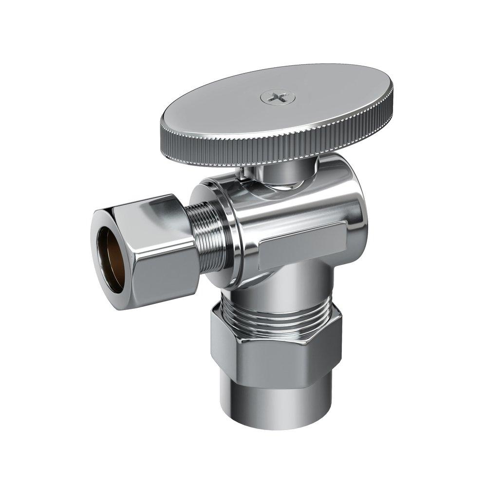 PROFLO® Chrome Plated Solvent Weld x Compression Knob Angle Supply Stop Valve in Chrome Plated 