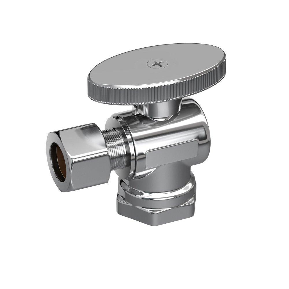PROFLO&reg; Chrome FPT x Compression Knob Quarter Turn Angle Supply Stop Valve in Chrome Plated 