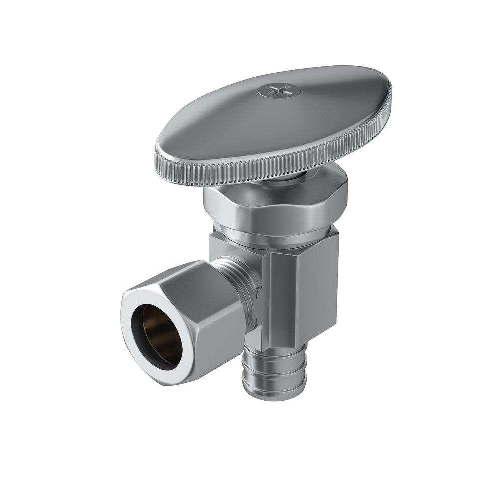 PROFLO&reg; Chrome 1/2 PEX x 3/8 in. OD COMP Multi-Turn Angle Supply Stop Valve (Low Lead) 
