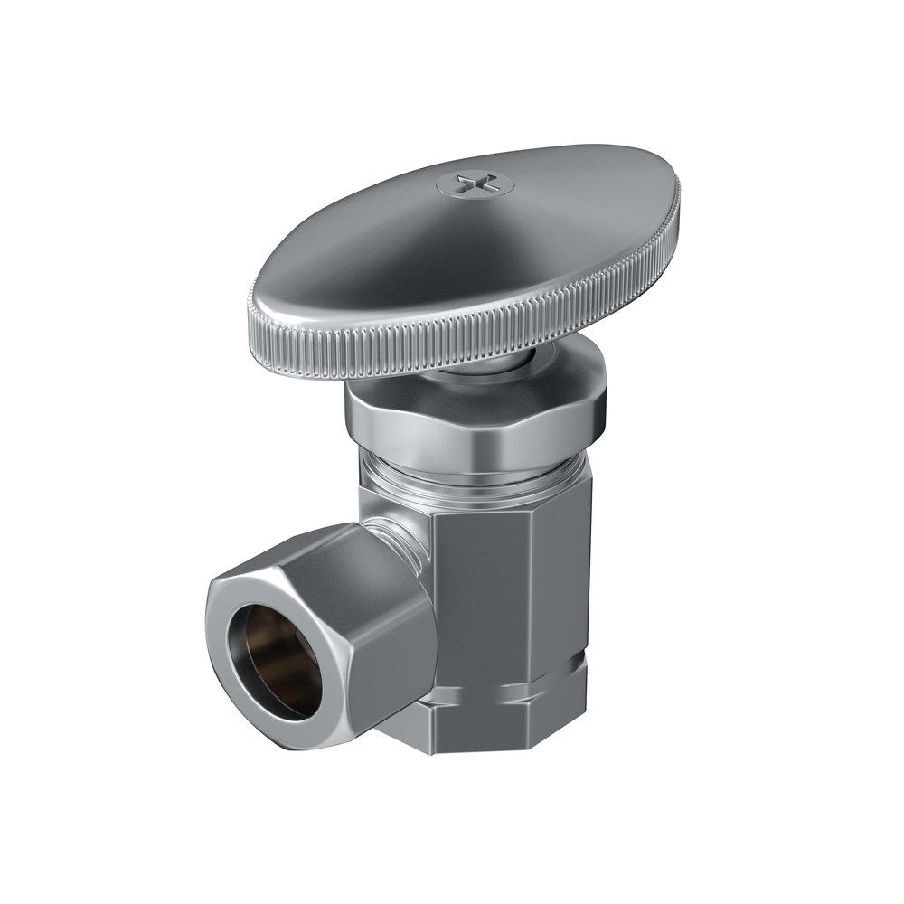 PROFLO&reg; Polished Chrome FIPS x Compression Knob Angle Supply Stop Valve in Polished Chrome 