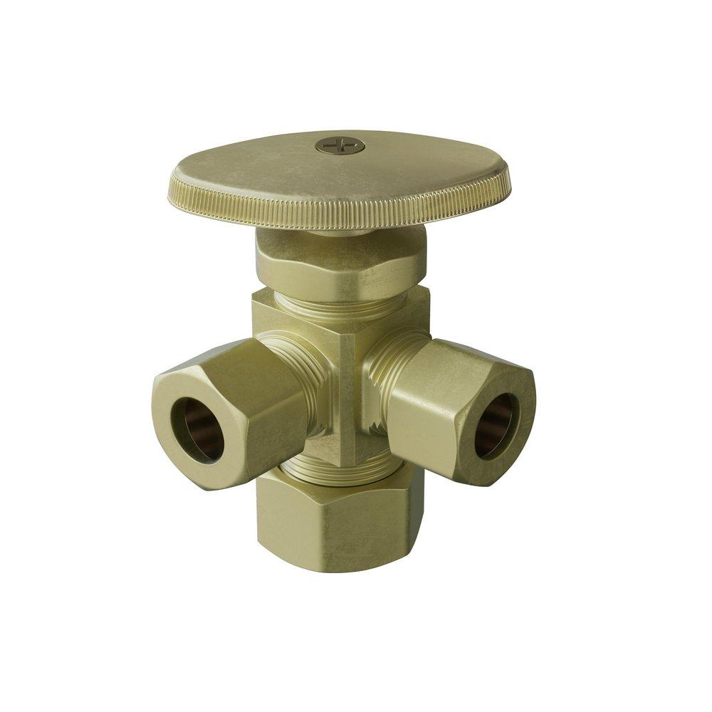 PROFLO&reg; Rough Brass 5/8 x 3/8 in. Compression Oval Handle Angle Supply Stop Valve 
