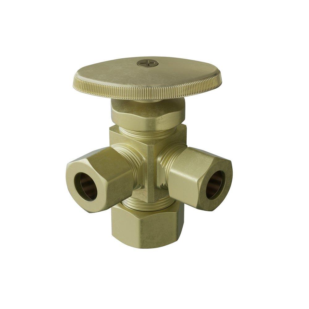PROFLO&reg; Rough Brass 5/8 x 3/8 in. Compression Oval Handle Angle Supply Stop Valve 