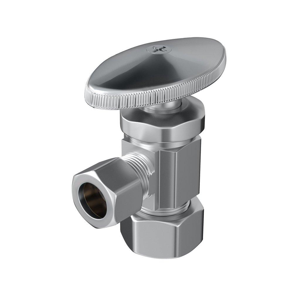 PROFLO&reg; Polished Chrome OD Compression Knob Angle Supply Stop Valve in Polished Chrome 