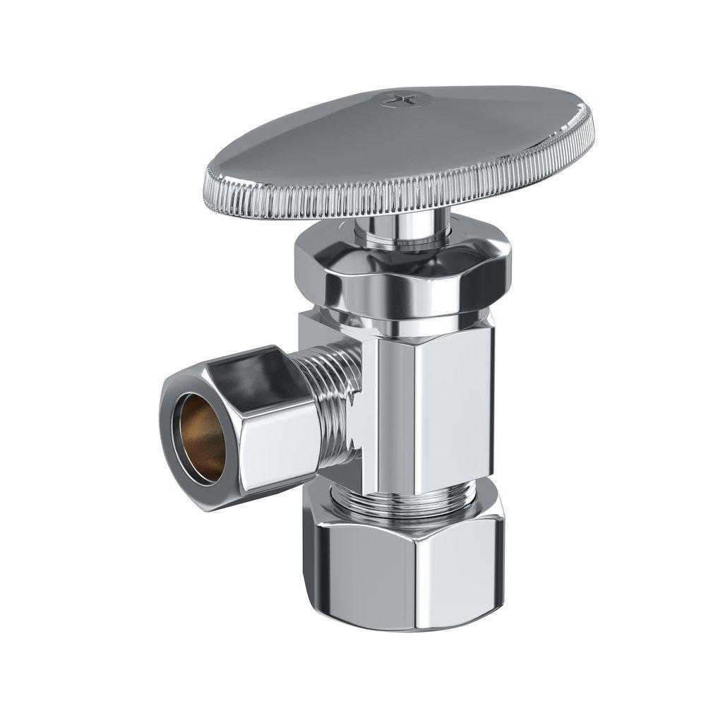 PROFLO® Polished Chrome OD Compression Knob Angle Supply Stop Valve in Polished Chrome 