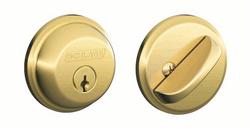 2-3/10 in. Single Cylinder Deadbolt in Bright Brass