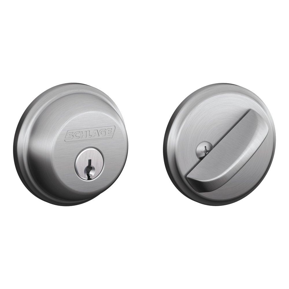 Schlage&reg; Satin Chrome 5-Pin Heavy Duty Single Cylinder Deadbolt 